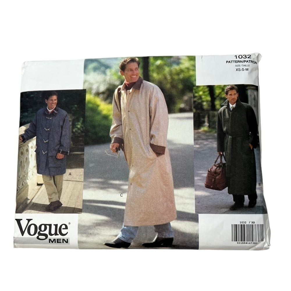 Vintage Vogue 1032 Men’s Uncut Pattern OverCoats
Size XS S M